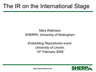 The IR on the International Stage   ,[object Object],[object Object],[object Object],[object Object],[object Object]