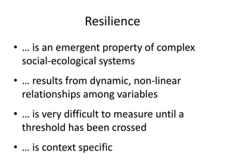 Assessing resilience: Components, relationships, innovation and continuity.