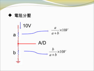10V
a
b
A/D
 電阻分壓
V
ba
a
10×
+
V
ba
b
10×
+
 