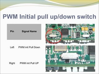 PWM Initial pull up/down switch
Pin Signal Name
Left PWM init Pull Down
Right PWM init Pull UP
 