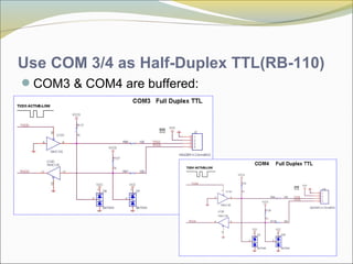 COM3 & COM4 are buffered:
Use COM 3/4 as Half-Duplex TTL(RB-110)
 