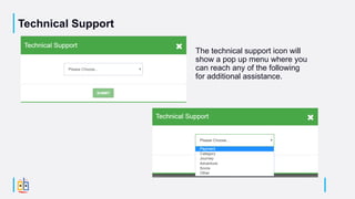 Technical Support
The technical support icon will
show a pop up menu where you
can reach any of the following
for additional assistance.
 