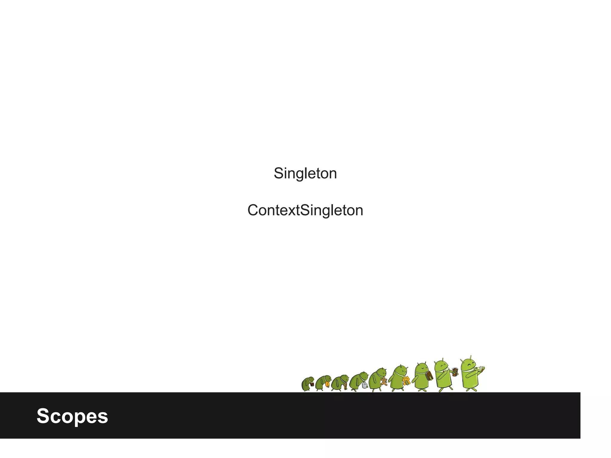 Scopes
Singleton
ContextSingleton
 