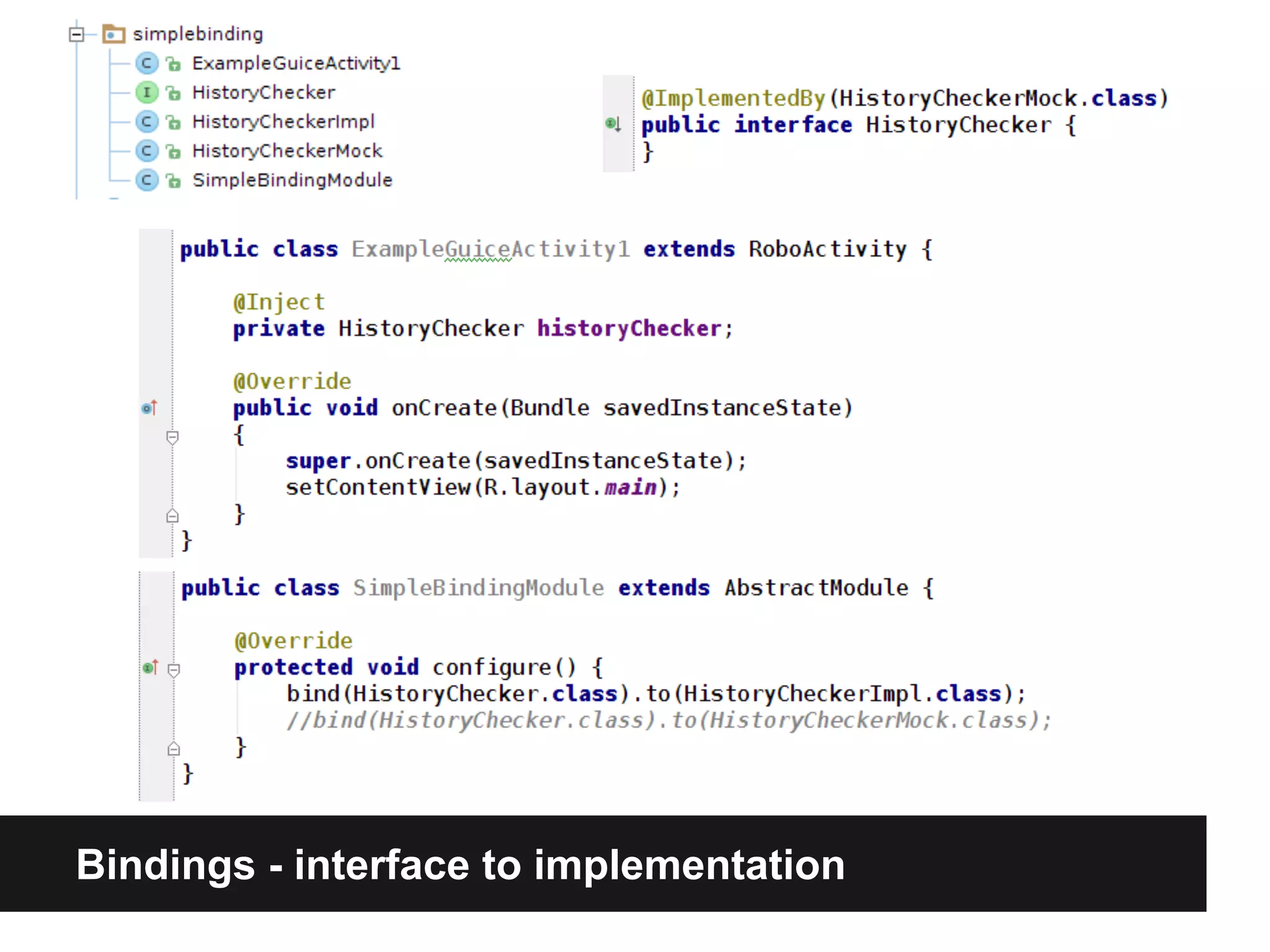 Bindings - interface to implementation
 