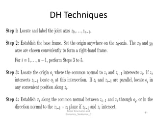 DH Techniques
41
Robot Kinematics and
Dynamics_Sivakumar_C
 