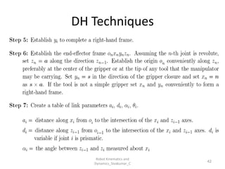 DH Techniques
42
Robot Kinematics and
Dynamics_Sivakumar_C
 