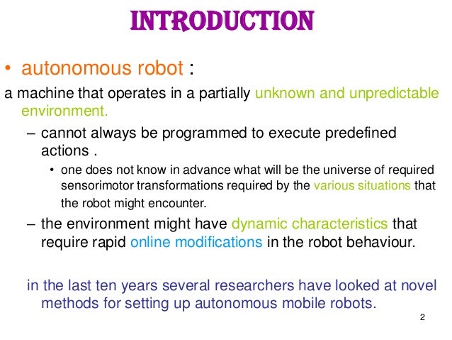 An introduction to Autonomous mobile robots