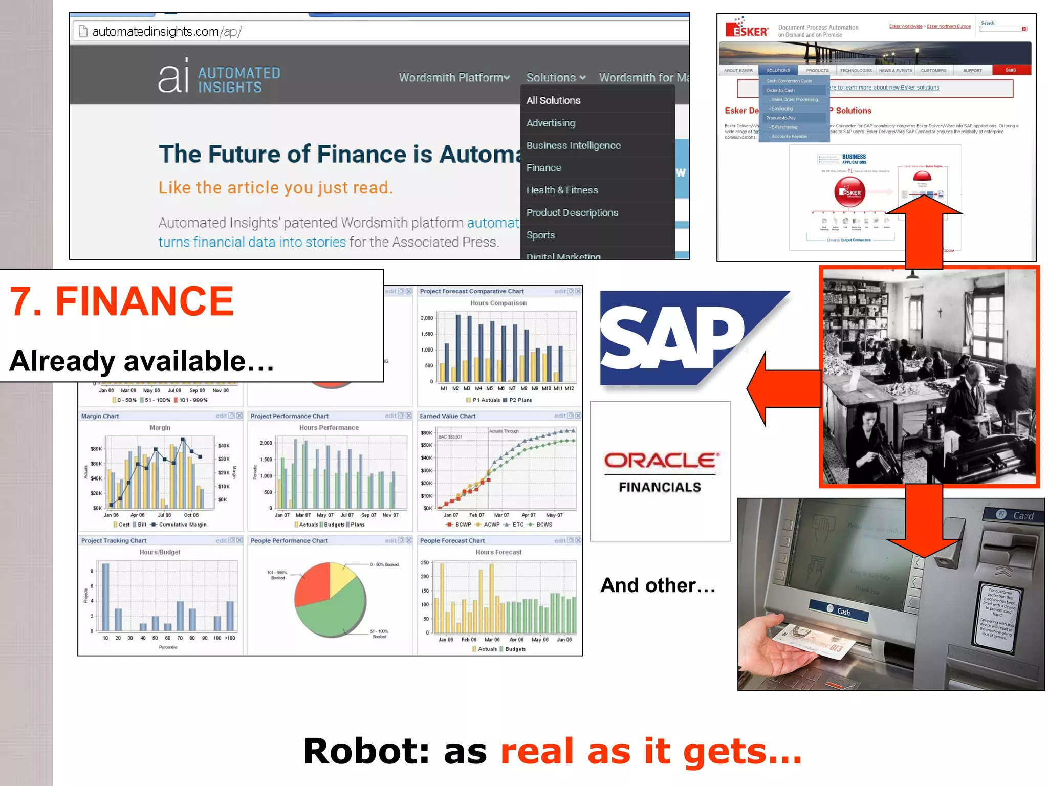 Robot: as real as it gets…
7. FINANCE
Already available…
And other…
 