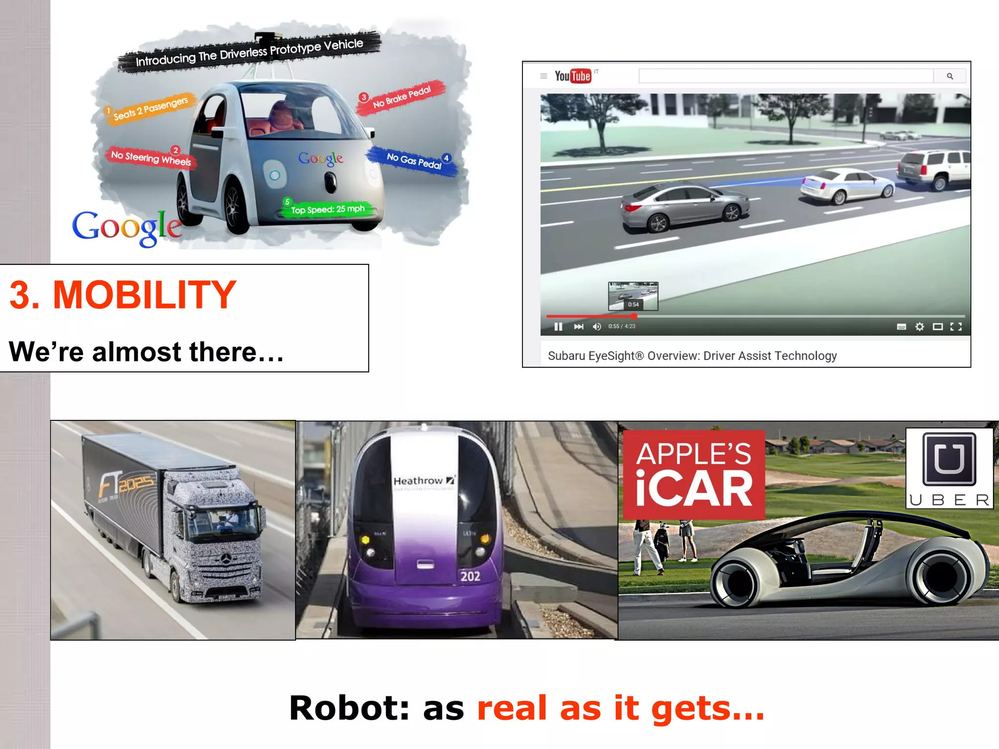 3. MOBILITY
We’re almost there…
Robot: as real as it gets…
 