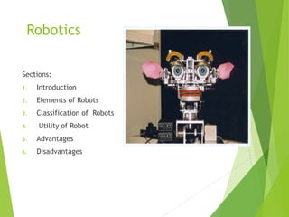 Robot classification working and spesific uitilities of robot | PPTX