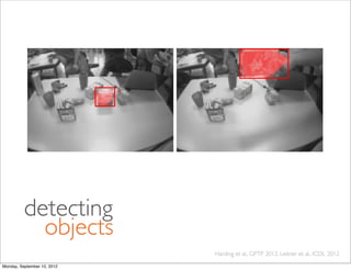 detecting
            objects
                             Harding et al., GPTP 2012, Leitner et al., ICDL 2012
Monday, Se...