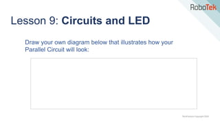 TechFactors Copyright 2020
Draw your own diagram below that illustrates how your
Parallel Circuit will look:
Lesson 9: Circuits and LED
 