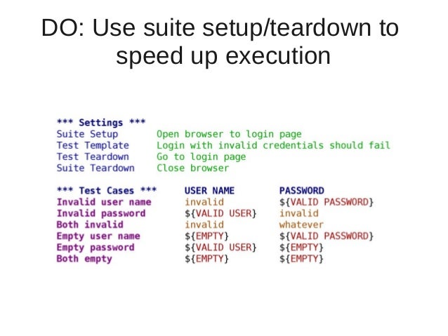 setup suite robot Don'ts Dos Framework And Robot setup suite robot Don'ts Dos Framework And Robot