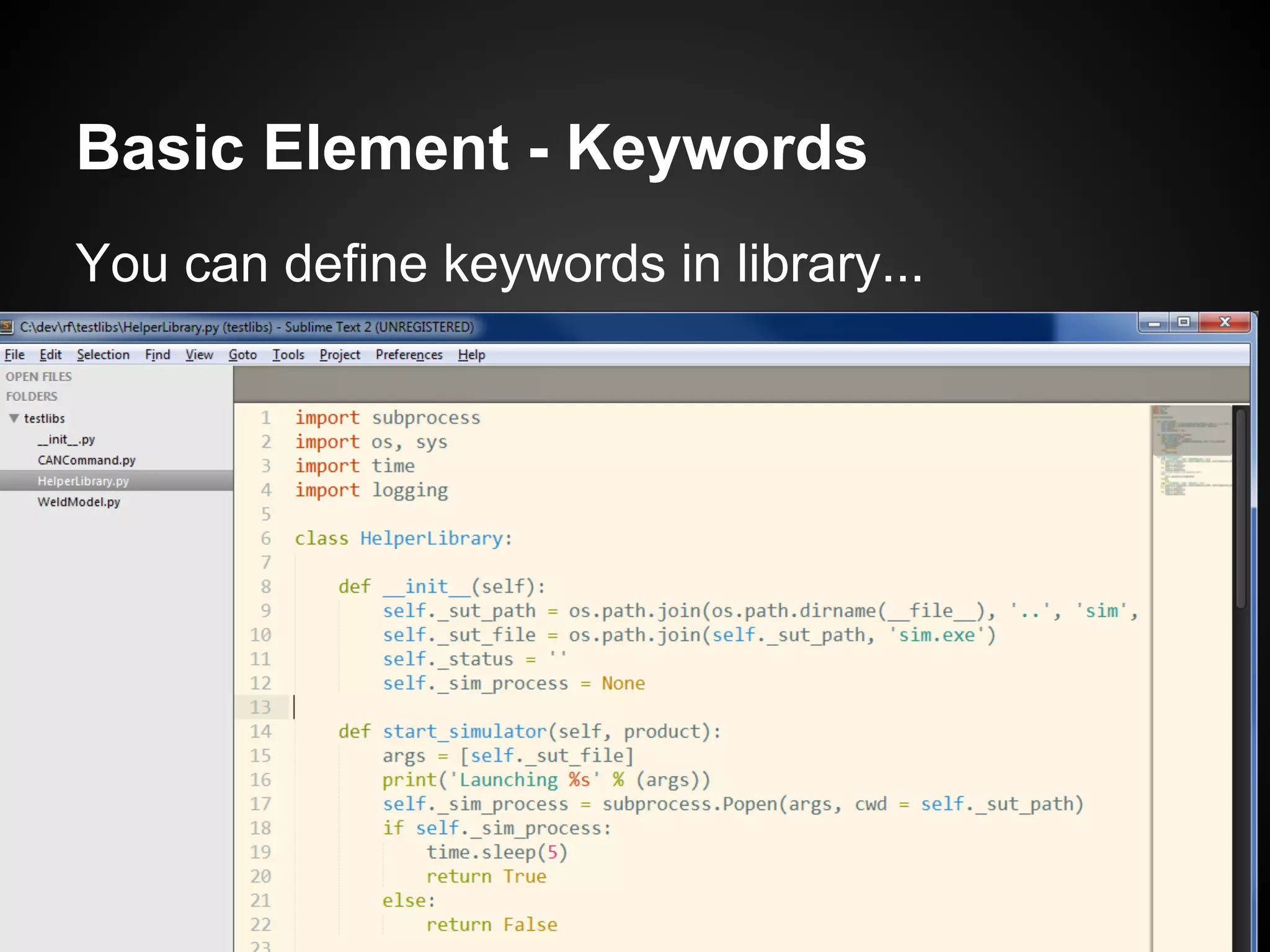 Basic Element - Keywords You can define keywords in library...