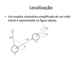 Localização
• Um modelo cinemático simplificado de um robô
móvel é apresentado na figura abaixo
 