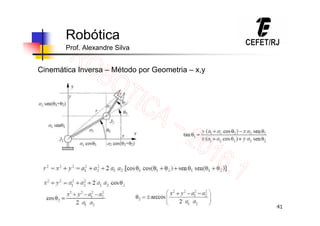 41
Robótica
Prof. Alexandre Silva
Cinemática Inversa – Método por Geometria – x,y
 