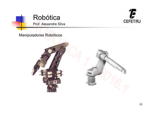 10
Robótica
Prof. Alexandre Silva
Manipuladores Robóticos
 