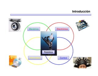 Introducción




Mecánica                 Electrónica




              Robótica

Informática                 Control
 