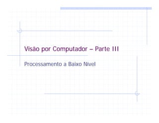 Visão por Computador – Parte III
Processamento a Baixo Nível
 