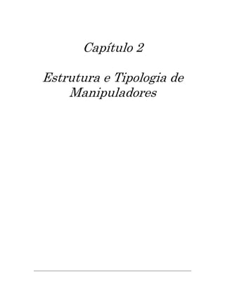 Capítulo 2
Estrutura e Tipologia de
Manipuladores
 