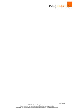 Page 34 of 36
                      © 2012 Gridlogics. All Rights Reserved.
       Patent iNSIGHT Pro™ is a trademark of Gridlogics Technologies Pvt. Ltd.
Feedbacks and Comments on this report can be sent to feedback_tr@patentinsightpro.com
 