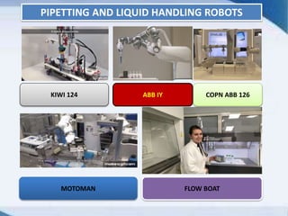 PIPETTING AND LIQUID HANDLING ROBOTS
KIWI 124 ABB IY COPN ABB 126
MOTOMAN FLOW BOAT
 