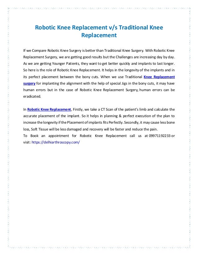 Robotic Knee Replacement vs Traditional Knee Replacement