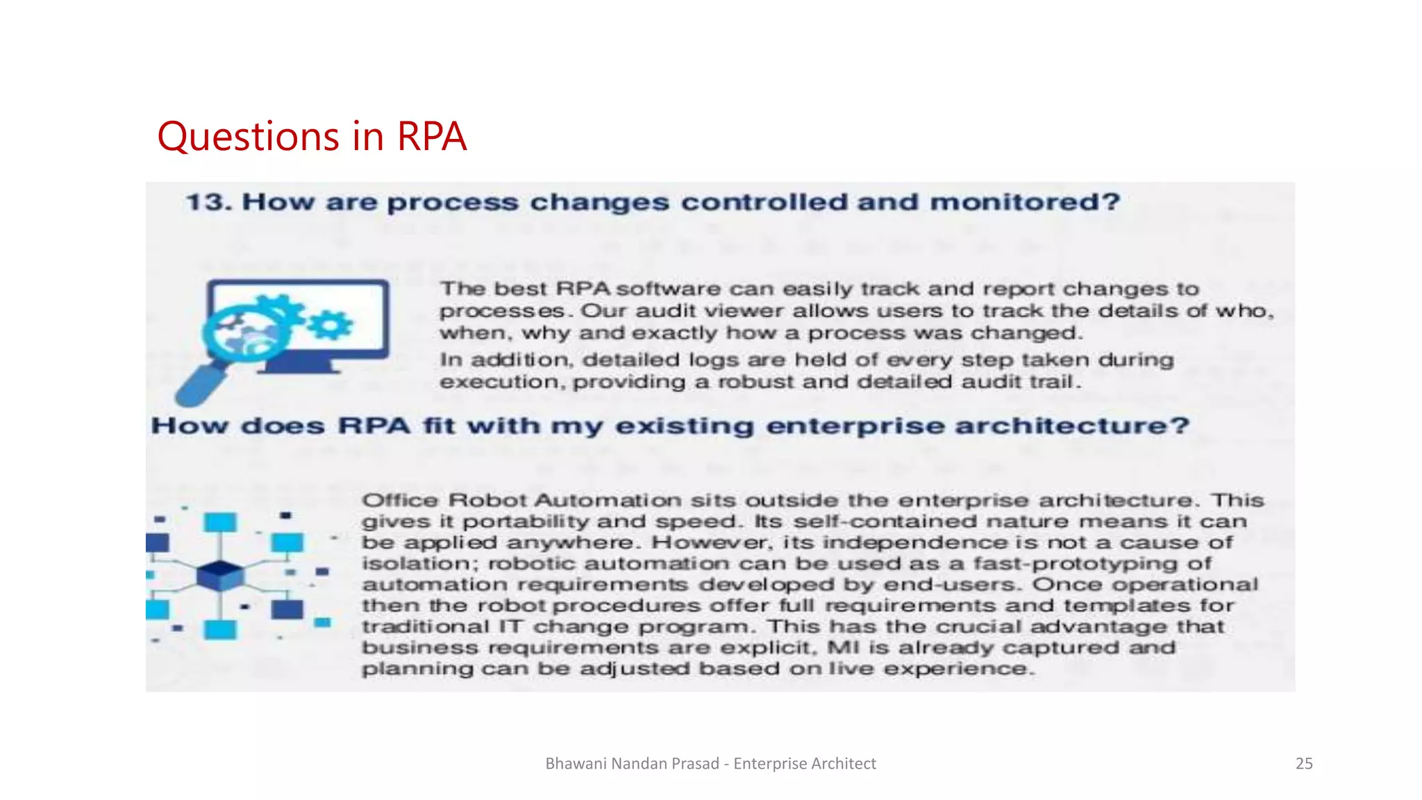 SMAC
AGREEYAQuestions in RPA
Bhawani Nandan Prasad - Enterprise Architect 25
 