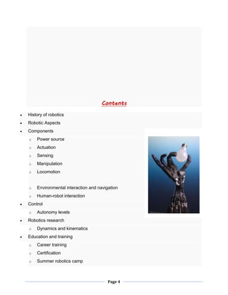 Robotic Contents Robotics | DOCX