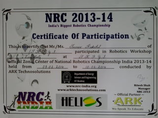 Robotics Workshop Certification