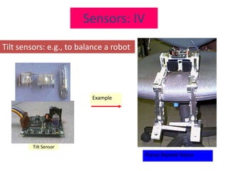 Tilt Sensor
Planar Bipedal Robot
Tilt sensors: e.g., to balance a robot
Sensors: IV
Example
 