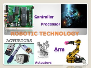 ROBOTIC TECHNOLOGY
Controller
Arm
Processor
Actuators
 