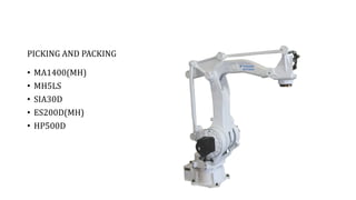 PICKING AND PACKING
• MA1400(MH)
• MH5LS
• SIA30D
• ES200D(MH)
• HP500D
 