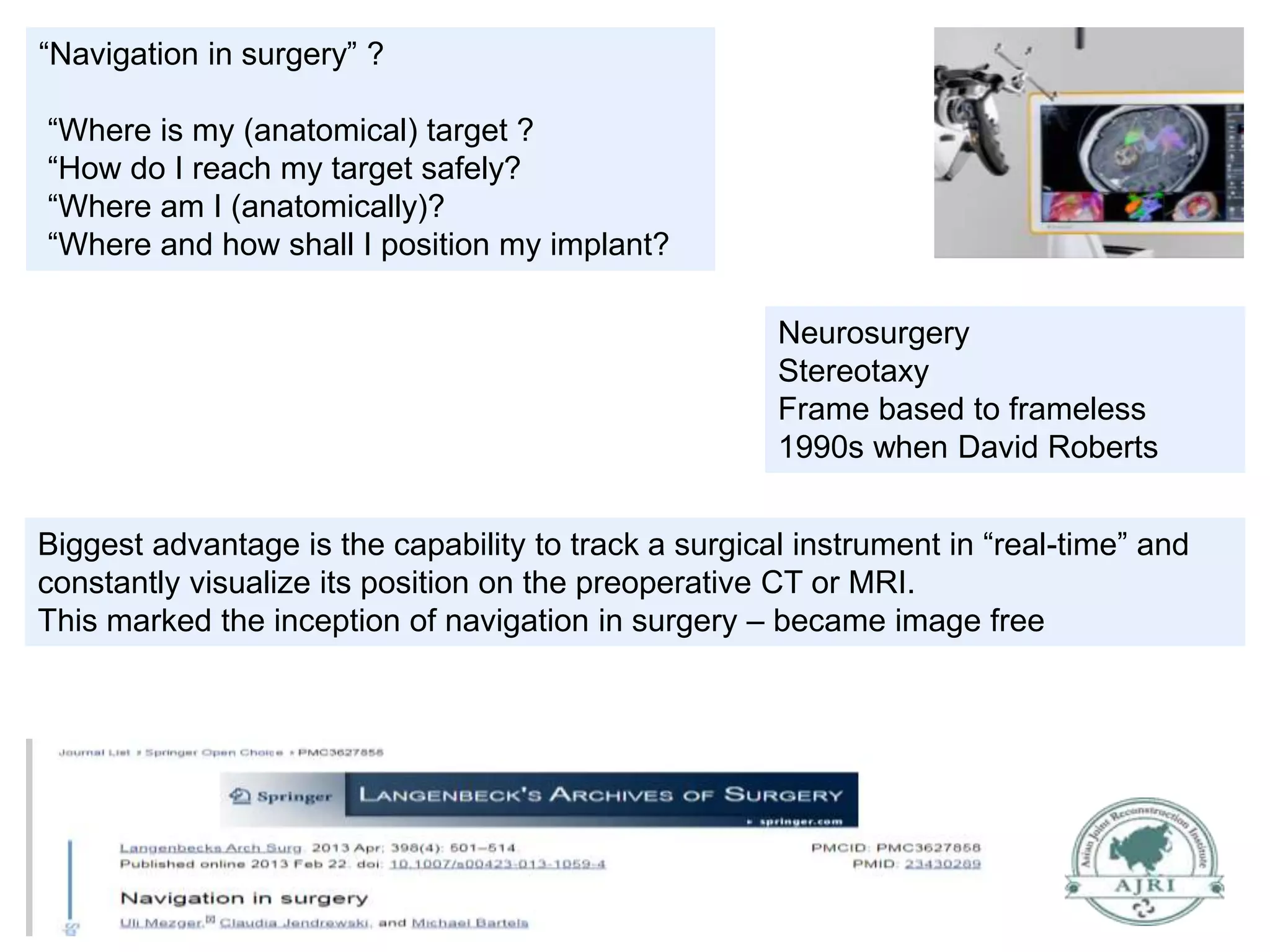 Introduction to Navigation Robotic Total Knee Replacement PPT
