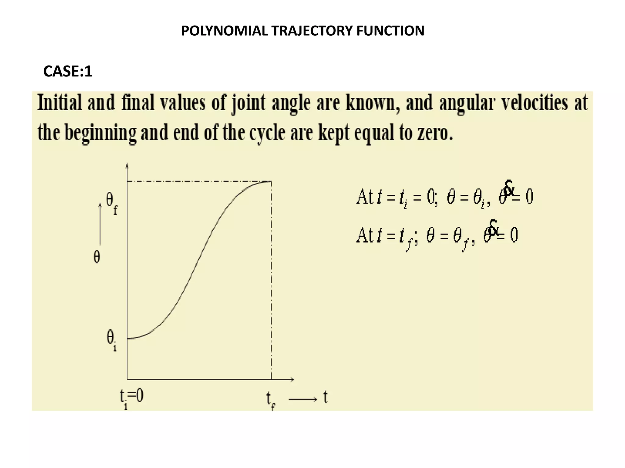 POLYNOMIAL TRAJECTORY FUNCTION
CASE:1
 