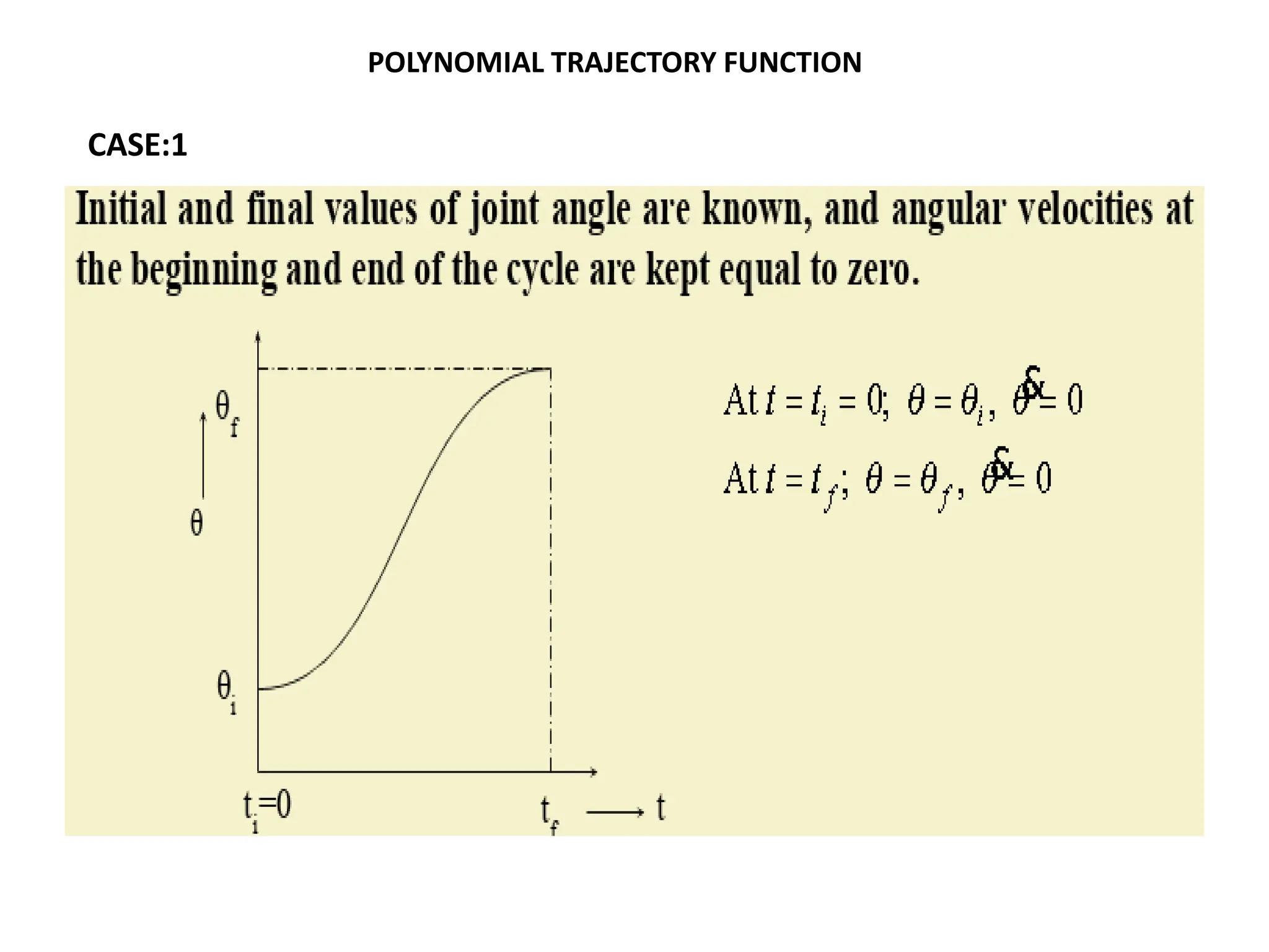 POLYNOMIAL TRAJECTORY FUNCTION
CASE:1
 