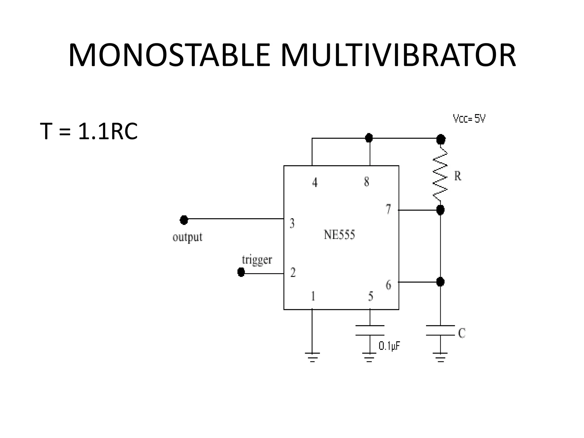 MONOSTABLE MULTIVIBRATOR T = 1.1RC 