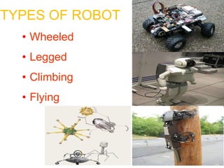 TYPES OF ROBOT  Wheeled Legged Climbing Flying 