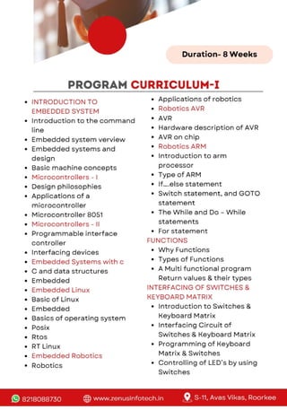 Robotics Syllabus Robotics-Training Syllabus | Zenus Infotech India Pvt. Ltd. Roorkee | PDF