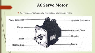 AC Servo Motor
 Servo motor is basically consists of stator and rotor
 