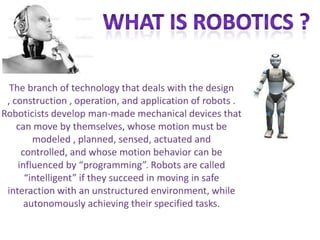 Presentation on robotics | PPTX