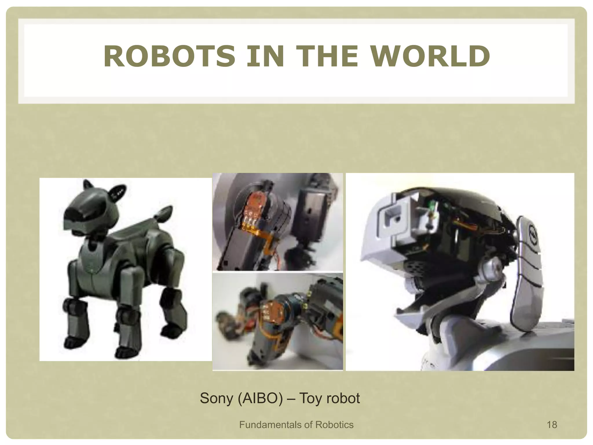 Sony (AIBO) – Toy robot
ROBOTS IN THE WORLD
Fundamentals of Robotics 18
 