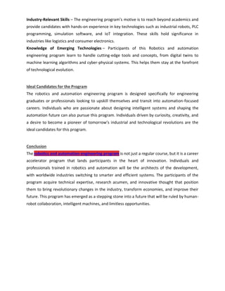 Robotics and Automation Engineering Preparing Professionals for ...