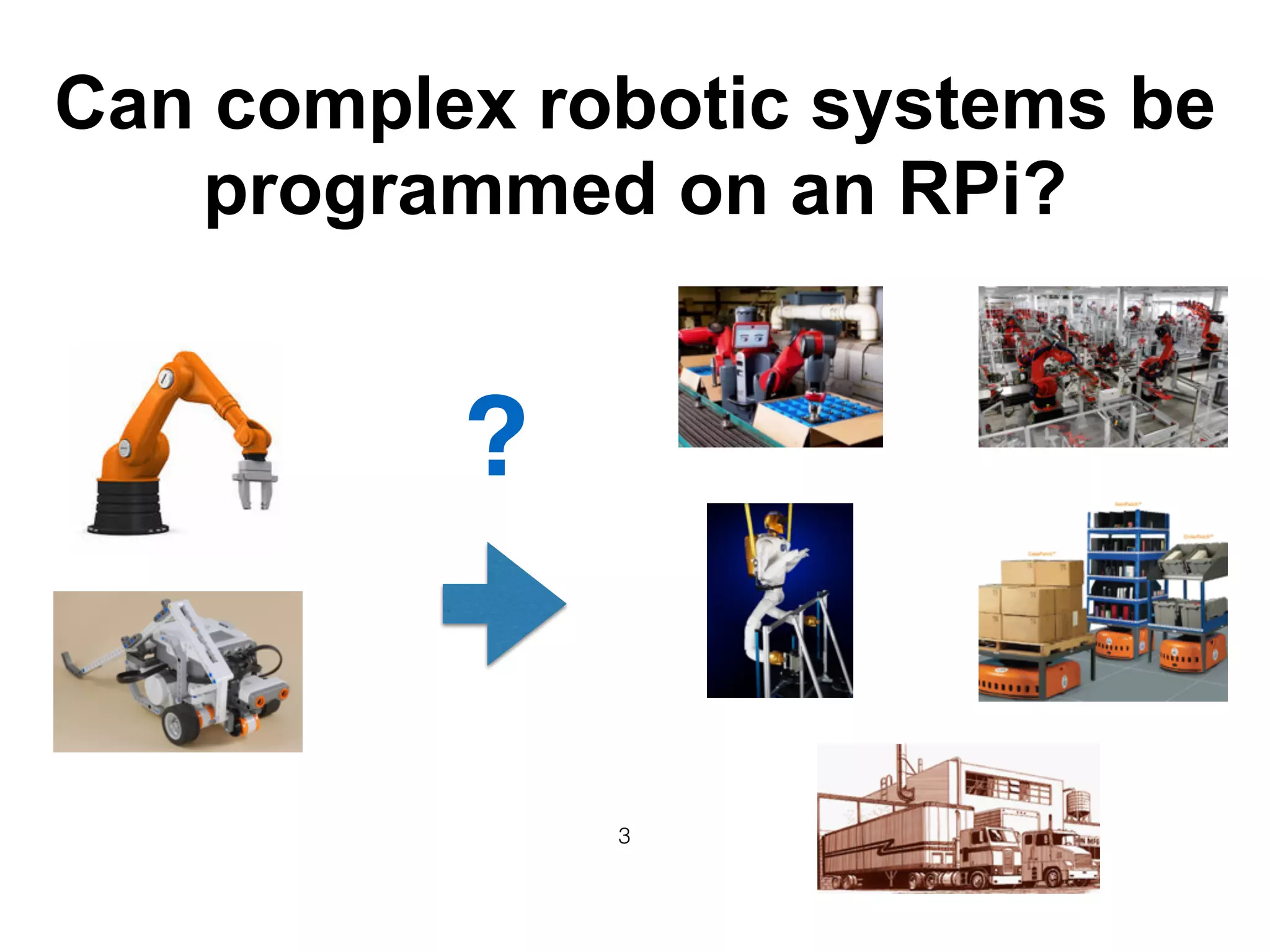 3
Can complex robotic systems be
programmed on an RPi?
?
 