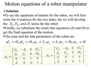 Robotics ch 4 robot dynamics | PPTX