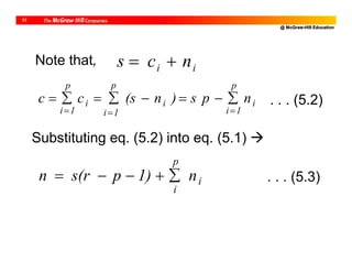 @ McGraw-Hill Education
17
Note that,
i
p
1i
i
p
1i
i
p
1i
nps)n(scc


i
p
i
n1)ps(rn 
. . . (5.2)
ii ncs 
. . . (5.3)
Substituting eq. (5.2) into eq. (5.1) 
 