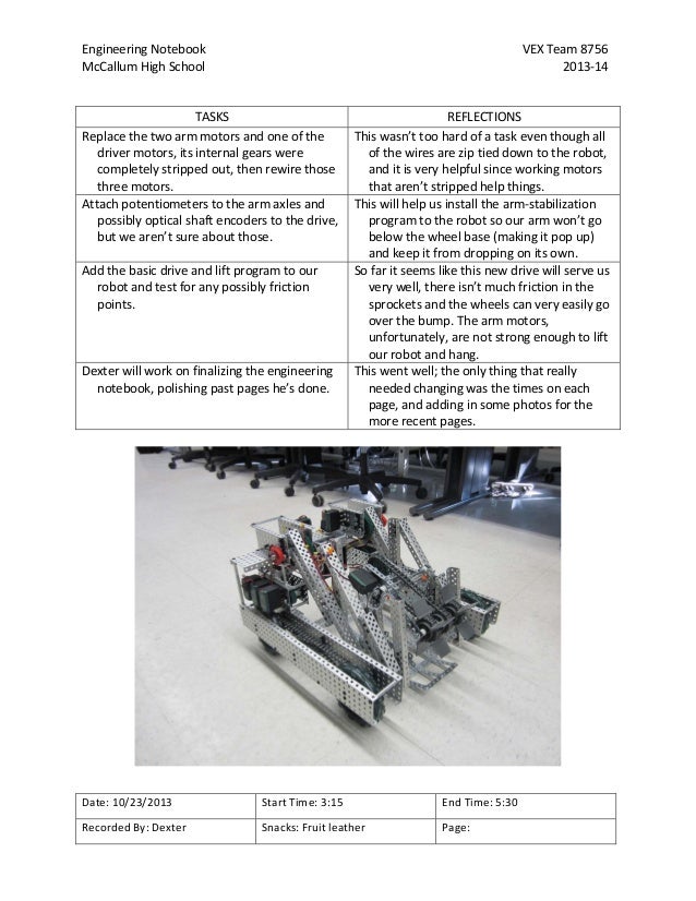 201314 VEX Toss Up Engineering Notebook