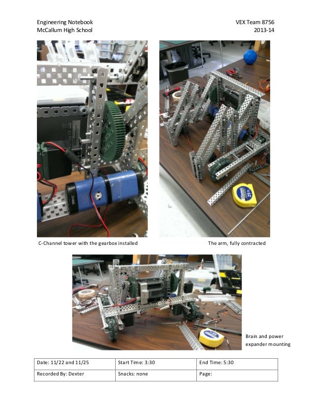 201314 VEX Toss Up Engineering Notebook