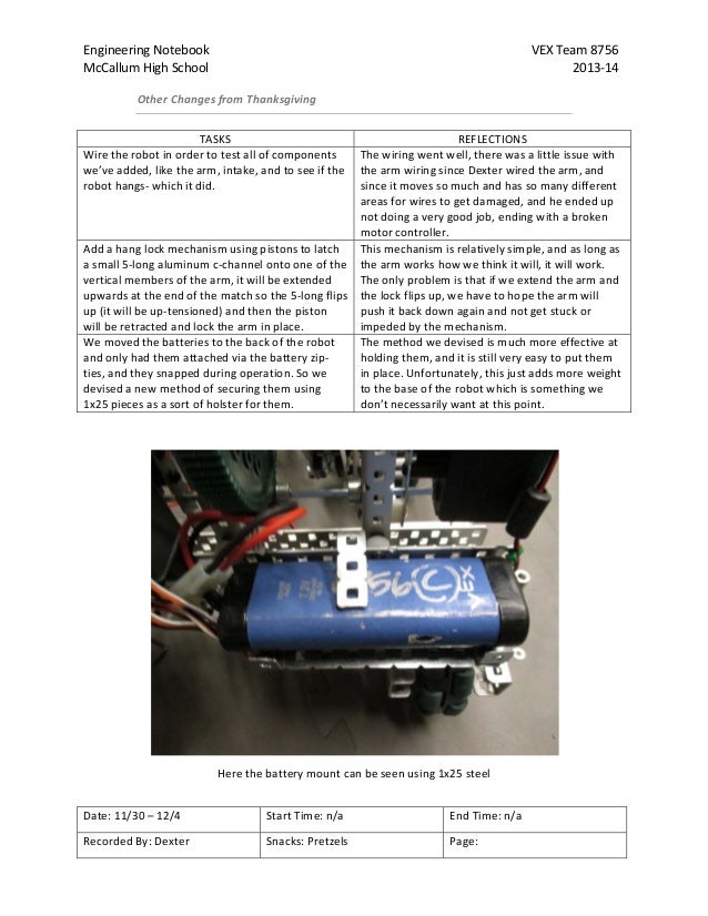 201314 VEX Toss Up Engineering Notebook
