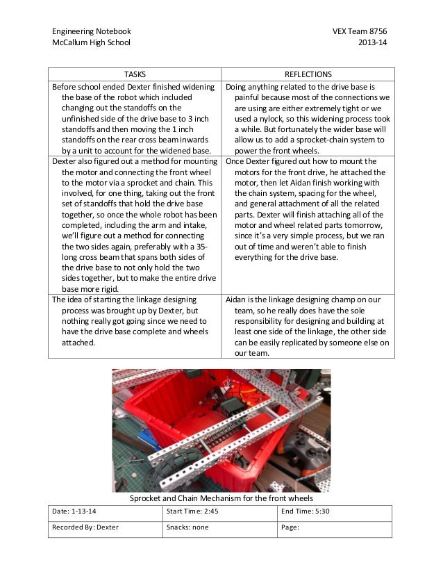 201314 VEX Toss Up Engineering Notebook